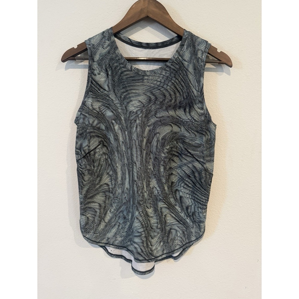 Lululemon Women's Gray Blue Swirl Print Sleeveless Tank Top Size 8 (Estimated)